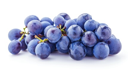Poster - Blue grapes arranged in a bunch on a clean white surface. Suitable for food and beverage-related projects