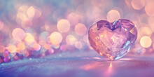 Crystal Love: Sparkling Heart-Shaped Gem Amidst A Bokeh Wonderland