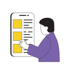 Poster - Online voting concept with cartoon people in flat design for web. Man takes part in election process and making political decision. Vector illustration for social media banner, marketing material.