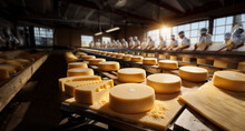 Cheese Production At A Dairy Factory