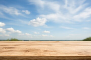 Sticker - wooden table and blue sky