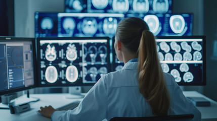 Poster - future-ready physician: doctor embraces technology to enhance scan interpretation, back view