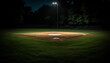 Bright summer night, baseball team playing outdoors generated by AI