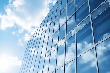 Wall Mural - Blue glass skyscraper reflecting clouds