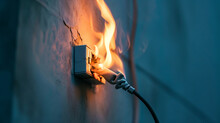Fire And Smoke On Electric Wire Plug In Indoor, . Ai Generative