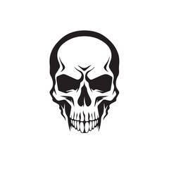 Wall Mural - Skull in cartoon, doodle style . Image for t shirt. Isolated 2d vector illustration in logo, icon, sketch style, Eps 10, black and white. AI Generative