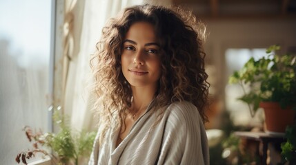 portrait of a young middle eastern woman with curly hair