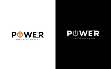 Poster - power energy logo design. Vector illustration of power typography and thunder. Modern logo design vector icon template