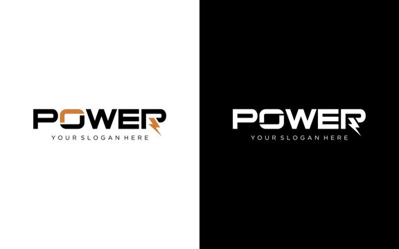 power energy logo design. vector illustration of power typography and thunder. modern logo design ve