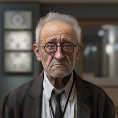 Wall Mural - Portrait of an elderly man with glasses and a tie