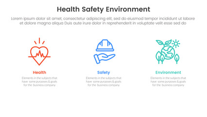 Poster - hse framework infographic 3 point stage template with clean and simple information on horizontal dir