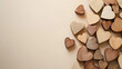 A rustic display of unity and love, as a collection of wooden hearts adorns the wall with charm and character