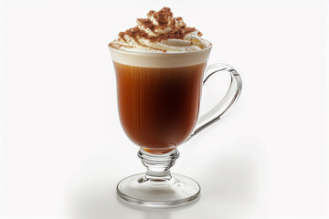 Irish coffee on elegant cup 