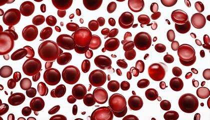 Sticker - Microscopic view of red blood cells on a white background