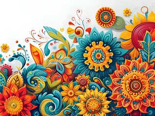 Wall Mural - floral background with flowers