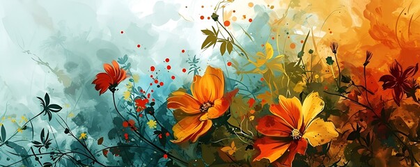 Wall Mural - red and yellow flowers