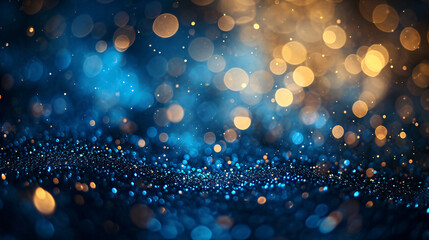 Dynamic Blue and Gold Abstract Bokeh.