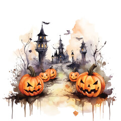 Wall Mural - Illustration halloween poster background haunted house background spooky christmas background cool halloween backgrounds halloween wallpaper anime cartoon graveyard background