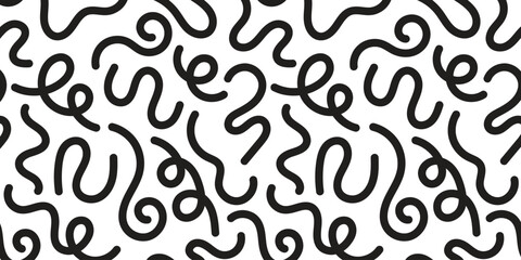 Creative abstract squiggle style drawing background for children or trendy design with basic shapes on white background