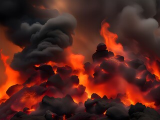 Canvas Print - dark red fire in the mountains