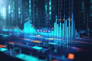 Wall Mural - Business graph and chart concept. Colorful data visualization and financial analysis for report and presentation