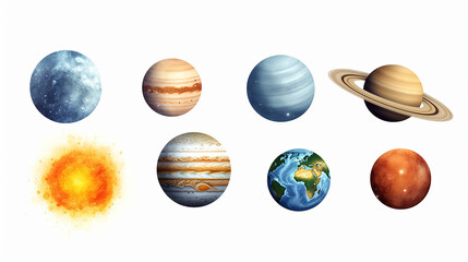 Wall Mural - the planet of the solar system isolated on white background
