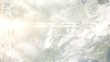 Zoom In From Space And Focus On Siloam Springs, Arkansas, USA. 3D Animation. Background For Travel Intro. Elements Of This Image Furnished By NASA.