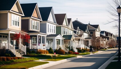 Modern residential houses in luxury neighborhood.