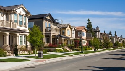 Wall Mural - Row of modern residential houses in luxury neighborhood.