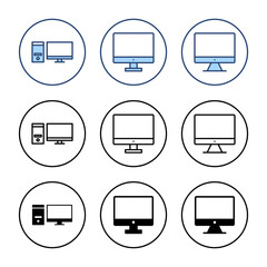 Computer icon vector. computer monitor sign and symbol