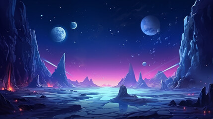 Wall Mural - beautiful fantasy space cartoon game concept background