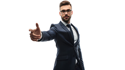 Canvas Print - Smart businessman standing with confidence isolated on background.