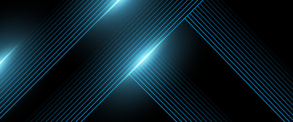 blue and black vector abstract 3d futuristic modern neon banner with shape line. modern shiny lines.