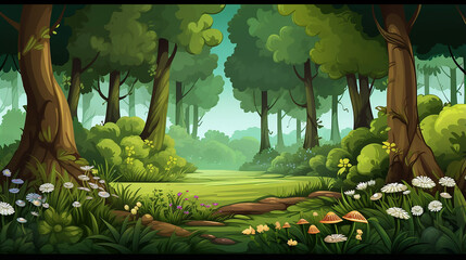 Canvas Print - seamless spring forest landscape never ending