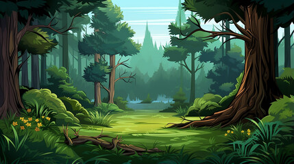 Canvas Print - seamless spring forest landscape