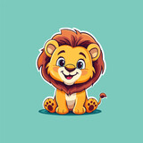 Fototapeta Dziecięca - Cute baby lion sticker vector illustration