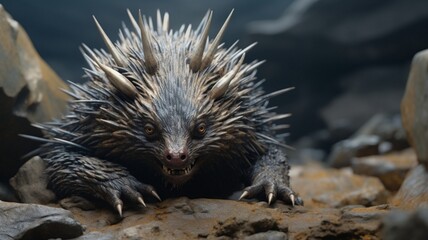 Sticker - Adorable Hedgehog Enjoying a Cozy Nap in a Bed of Autumn Leaves - AI-Generative