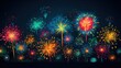 happy 4th july celebration colorful firework banner, generative AI