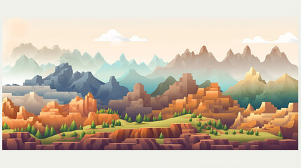Wall Mural - basic elements for creating pixel seamless landscape