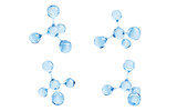 Transparent molecules with different angles, 3d rendering.