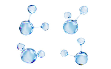 Canvas Print - Transparent molecules with different angles, 3d rendering.