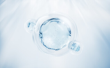 transparent blue liquid bubble, 3d rendering.