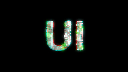 Fototapete - lighting cybernetical text UI on black - meta universe concept, isolated - object 3D illustration