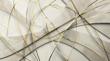 Wall Mural - A minimalist background with delicate gold lines woven together for a chic wallpaper design.