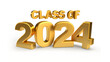 Class of 2024 Elegance, 3D Graduation Icon with Golden Typography, isolated transparent png
