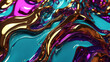 © AstamaAw - Abstract background filled with metallic liquid waves with a shiny finish. The combination of aqua, gold and pink colors forms a futuristic wave pattern that creates a dynamic and modern look.
