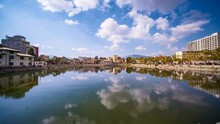 Urban Park, Kathmandu, Nepal, 4K, Timelapse, Small Lake, Cloud Movement