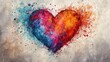 Whimsical heart art, hand-drawn digitally with vibrant watercolor effects, cheerful and expressive