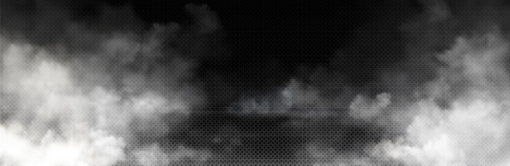 Wall Mural - white smoke cloud with overlay effect on transparent background. realistic border with fog. vector i