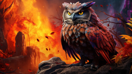 Poster - eagle owl in the night